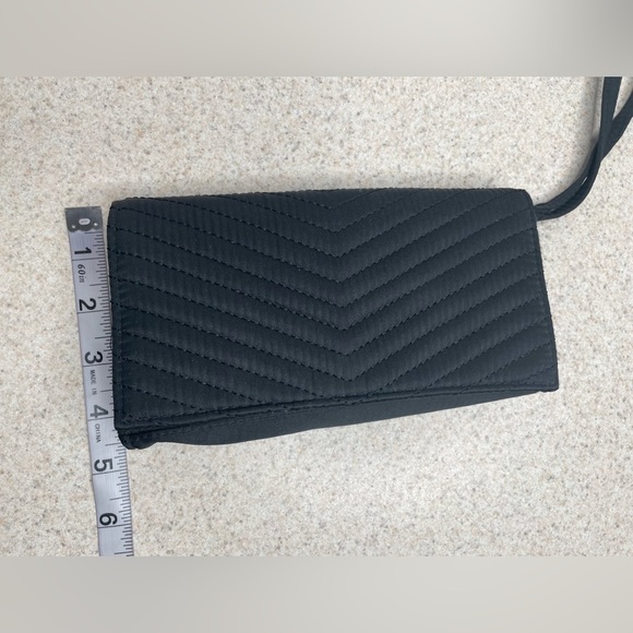 NEIMAN MARCUS Black Satin Evening Bag Wristlet Purse Envelope Quilted - Picture 7 of 8